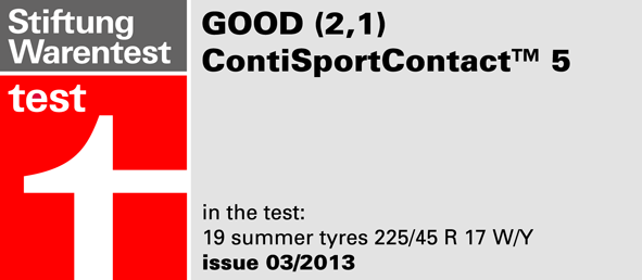 Pneumatici Continental Contisportcontact 5 test stiftung warentest 2013
